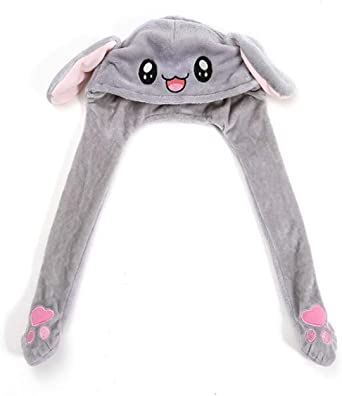 Photo 1 of Cute Plush Bunny Hat Rabbit Hat Rabbit Cap, Women Girls Cosplay Christmas Party Holiday Hat Ear Moving Jumping Hat, Ears Popping Up When Pressing The Paws(Grey Rabbit)
