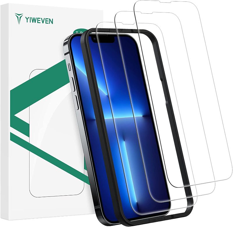 Photo 1 of YIWEVEN Screen Protector for iPhone 13 Pro Max [3-Pack] – Premium HD 9H Hardness Tempered Glass Film for 13 Pro Max 6.7” [Anti-Scratch, Installation Frame and Bubble Free]
, 4 COUNT 