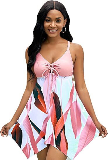 Photo 1 of NAFLEAP Women Swimdress Swimsuit Plus Size Two Piece Tankini Printed Swimwear Bathing Suits
, SIZE 2XL 