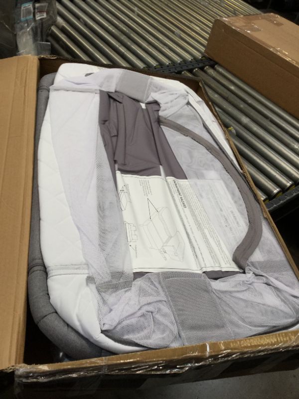 Photo 5 of 4in1 Bedside Bassinet Sleeper for Baby Girl or boy, Portable Bassinet, Baby Crib, Playpen, 4 Bassinet Mattress Sheets, All Mesh.  Box Packaging Damaged, Moderate Use, Hardware and Parts not in Original Packaging, Missing Pieces, Found Hair on Item. Minor 