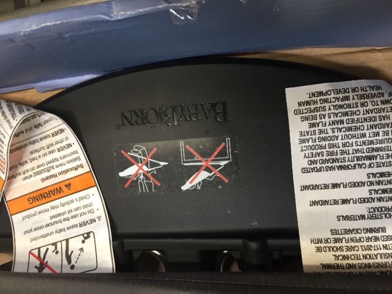 Photo 7 of BabyBjörn Bouncer Balance Soft, Cotton/Jersey, Dark Gray/Gray (005084US) Box Packaging Damaged, Moderate Use, Stains on item from Previous Use, Dirty from Previous Use, Stains shown in Pictures.