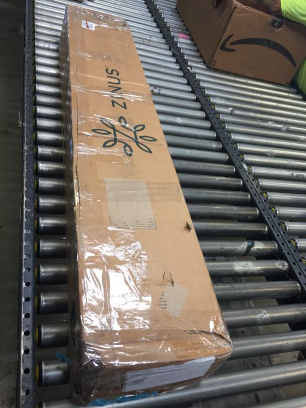Photo 2 of ZINUS 9 Inch Metal Smart Box Spring with Quick Assembly / Mattress Foundation / Strong Metal Frame / Easy Assembly, Queen. Box Packaging Damaged, Missing Metal Parts, May be Missing some Hardware. Scratches and Scuffs on item.
