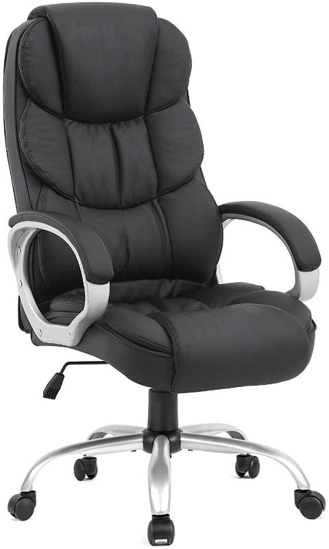 Photo 1 of Ergonomic Office Chair Desk Chair Computer Chair with Lumbar Support Arms Executive Rolling Swivel PU Leather Task Chair for Adults, Black ---- missing some hardware ---
