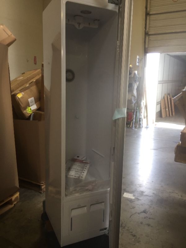 Photo 23 of Styler Steam Closet Smart Clothing Care System with Asthma & Allergy Friendly Sanitizer in White ------ door needs to be replaced, damaged and scratches along sides and edges----