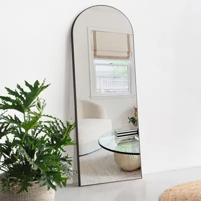 Photo 1 of Arched Top Full-length Freestanding/ Leaning/ Hanging Wall Mirror - White