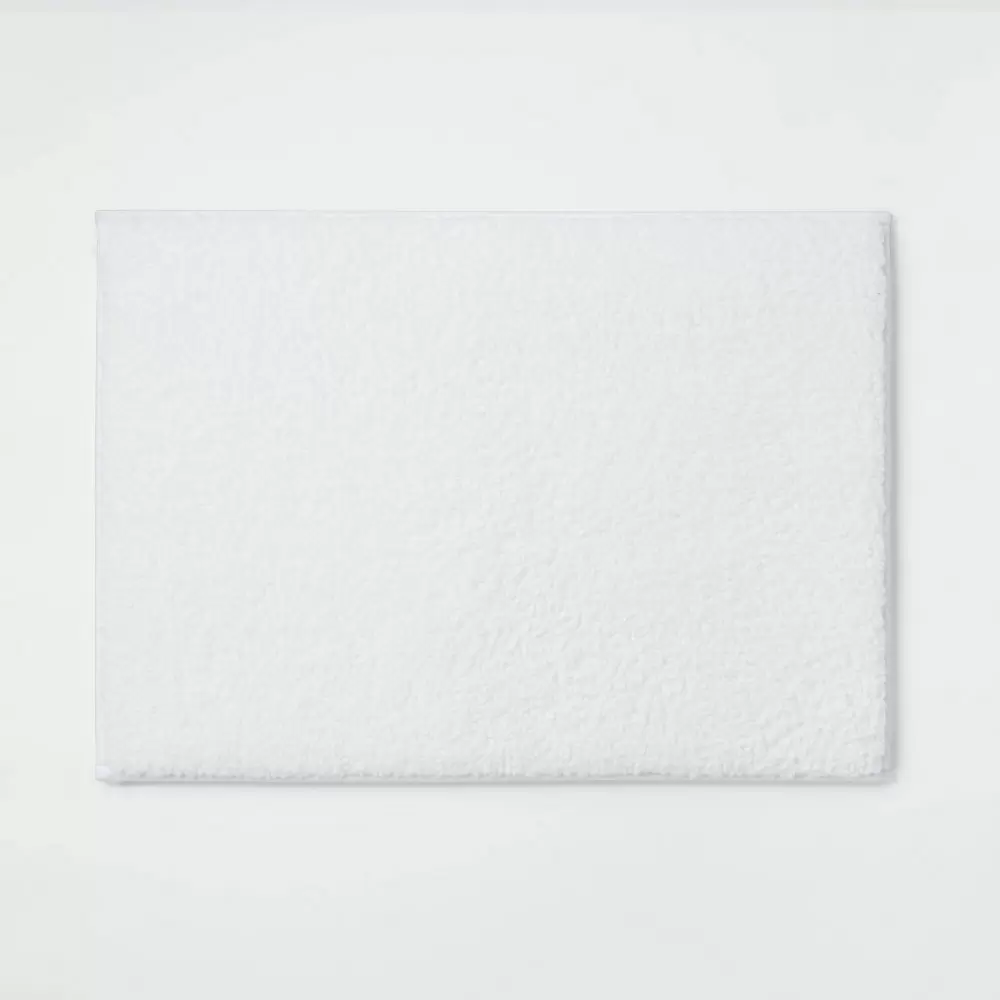 Photo 1 of 17"x24" Boucle Memory Foam Bath Rug White - Room Essentials