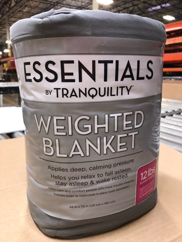 Photo 3 of 48"x72" Essentials 12 lbs Weighted Blanket Gray - TRANQUILITY