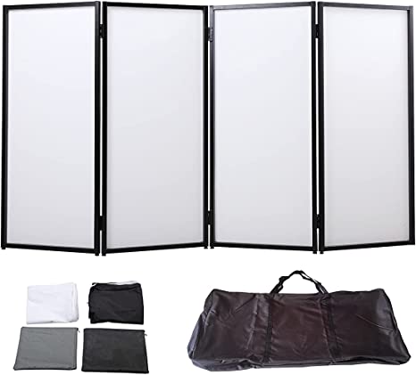 Photo 1 of Sardoxx DJ Booth DJ Facade White+Black Foldable Cover Screen Portable Event Facade w/Travel Bag Front Board Video Light Projector Display Scrim Panel
