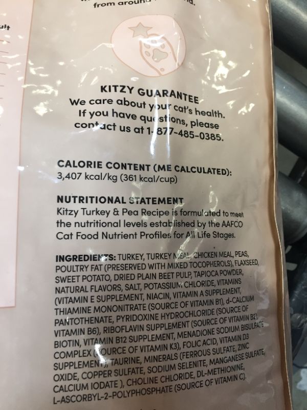 Photo 4 of  Kitzy Dry Cat Food, No Added Grains (Turkey/Whitefish & Pea Recipe) 12lbs  best by 5/22 
