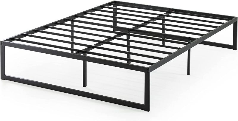 Photo 1 of ZINUS Abel Metal Platform Bed Frame / Mattress Foundation with Steel Slat Support / No Box Spring Needed / Easy Assembly, Queen. Box Packaging Badly Damaged, Missing Parts, Packaging Moved Around. Moderate Use, Scratches and  Scuffs on item, hardware is T