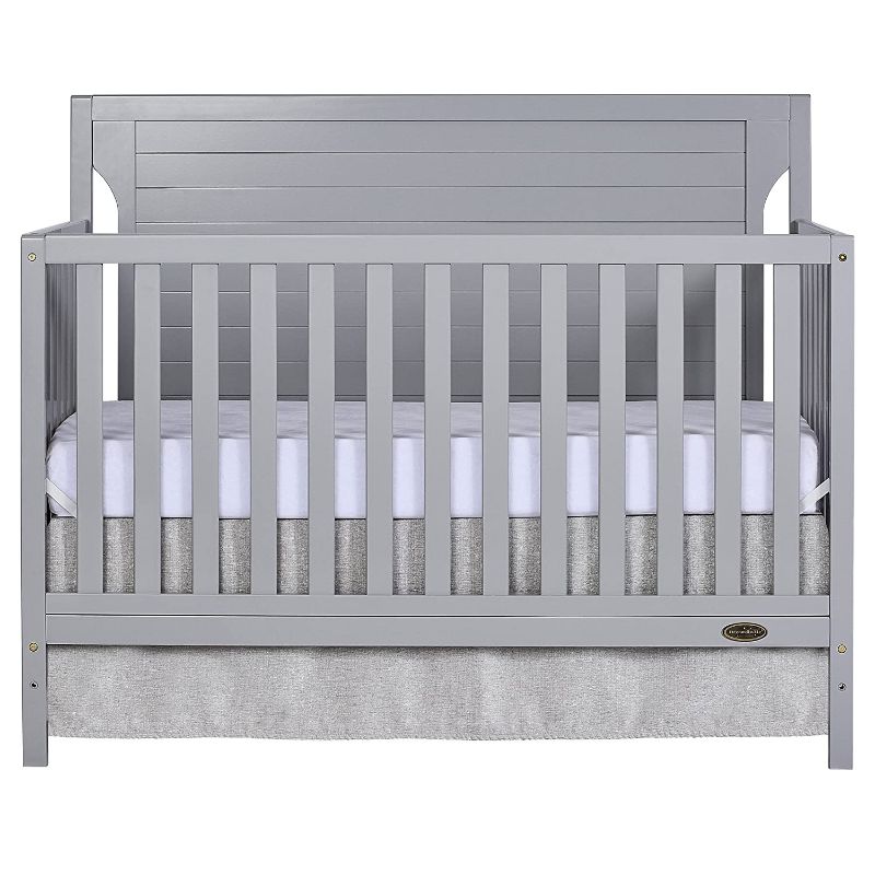 Photo 1 of Dream On Me Cape Cod 5-in-1 Convertible Crib in Pebble Grey, Greenguard Gold Certified , 50x30x44 Inch (Pack of 1) Box Packaging Damaged, Minor Use, Hardware Box Opened, Missing some Hardware, Minor Scuffs on item. 
