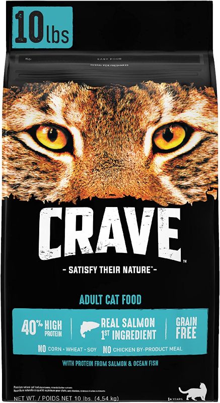 Photo 1 of 2 Pack - CRAVE Grain Free High Protein Dry Cat Food - Style:Adult - Flavor Name:Salmon & Ocean Fish - Size:10 Pound. Best by AUG/17/2022