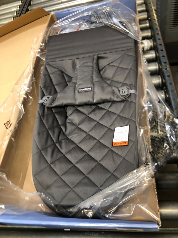 Photo 1 of BabyBjörn Bouncer Bliss, Quilted Cotton, Anthracite (006021US) Box Packaging Slightly Damaged, Item is New. 
