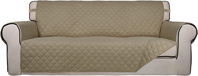 Photo 1 of  Reversible Quilted Sofa Cover Straps for Kids, Dogs, Pets (Sofa, Beige/Beige) LARGE, UNKOWN DIMENSIONS