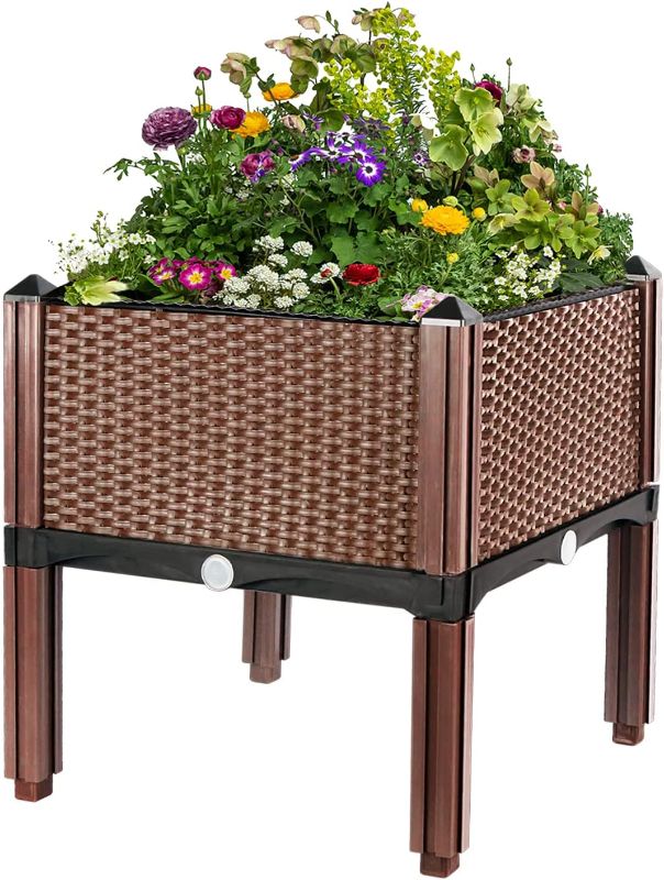 Photo 1 of  Jolensoy Plastic Raised Garden Bed Outdoor Ergonomic Elevated Planter Box with Legs for Vegetable Flower Herb Grow. Box Packaging Damaged, Mising Parts, Minor Use
