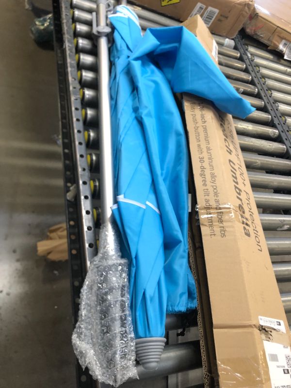 Photo 1 of  6.5ft UPF Beach Umbrella. Box Packaging Damaged, Minor Use
