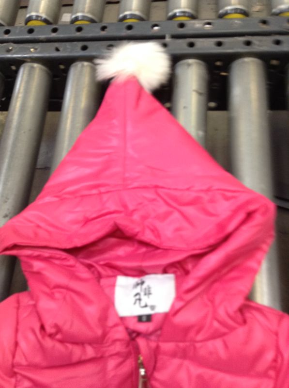 Photo 3 of Girls Jacket Lightweight Fashion Warm Winter Pure Color Hooded Jacket with Pockets. Childs Size Small. Color Pink. Minor Use
