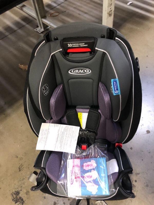 Photo 3 of Graco SlimFit 3 in 1 Car Seat, Slim & Comfy Design Saves Space in Your Back Seat, Annabelle. Box Packaging Badly Damaged, Minor Scratches an Scuffs on Plastic, Minor Use, Missing Cup Holders.
