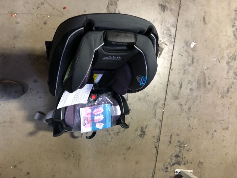 Photo 6 of Graco SlimFit 3 in 1 Car Seat, Slim & Comfy Design Saves Space in Your Back Seat, Annabelle. Box Packaging Badly Damaged, Minor Scratches an Scuffs on Plastic, Minor Use, Missing Cup Holders.
