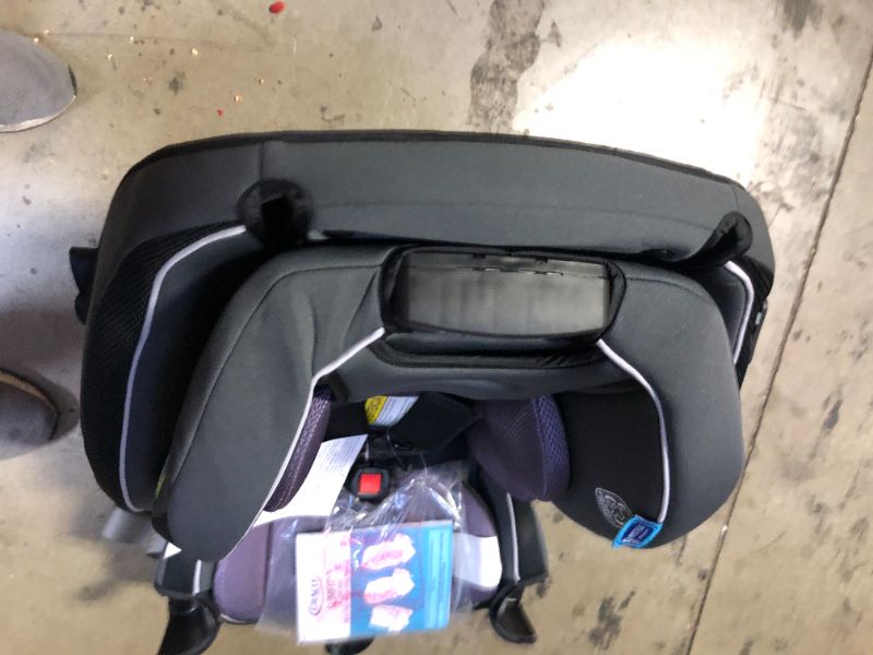 Photo 4 of Graco SlimFit 3 in 1 Car Seat, Slim & Comfy Design Saves Space in Your Back Seat, Annabelle. Box Packaging Badly Damaged, Minor Scratches an Scuffs on Plastic, Minor Use, Missing Cup Holders.
