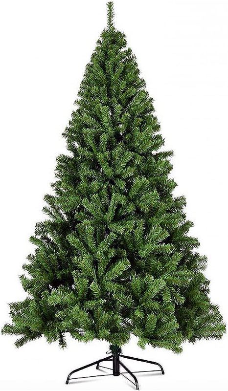 Photo 1 of  7ft Artificial Christmas Tree with 1,000Branch Tips and Foldable Metal Hinges Stand for Home, Office, Shop - Easy Assembly Party Decoration for Christmas (7ft) Box Packaging Damaged, Moderate Use, Plastic Damaged as shown in Picture, Scratches and Scuffs