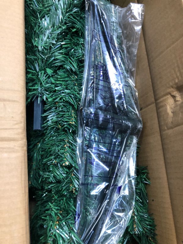 Photo 4 of  7ft Artificial Christmas Tree with 1,000Branch Tips and Foldable Metal Hinges Stand for Home, Office, Shop - Easy Assembly Party Decoration for Christmas (7ft) Box Packaging Damaged, Moderate Use, Plastic Damaged as shown in Picture, Scratches and Scuffs