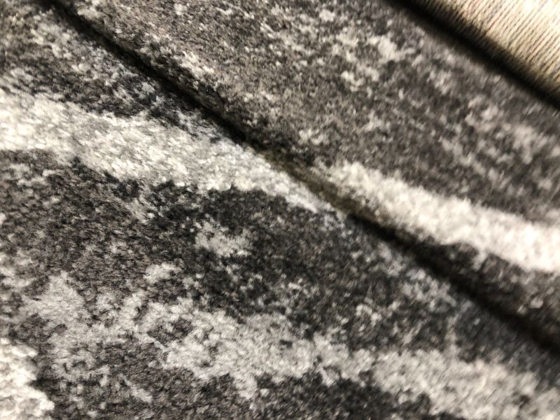 Photo 1 of  nuLOOM Thigpen Contemporary Stripes Dark Gray 6 ft. Square Rug. Moderate Use, Hair Found on Item, Fraying on Edges. Creases and Wrinkles on item. 
