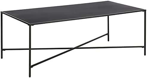 Photo 1 of  Henley 48'' Wide Rectangular Coffee Table with Metal Top in Blackened Bronze. Box Packaging Damaged, Moderate Use, Missing Hardware, Scratches, Scuffs and Dents on Top. 
