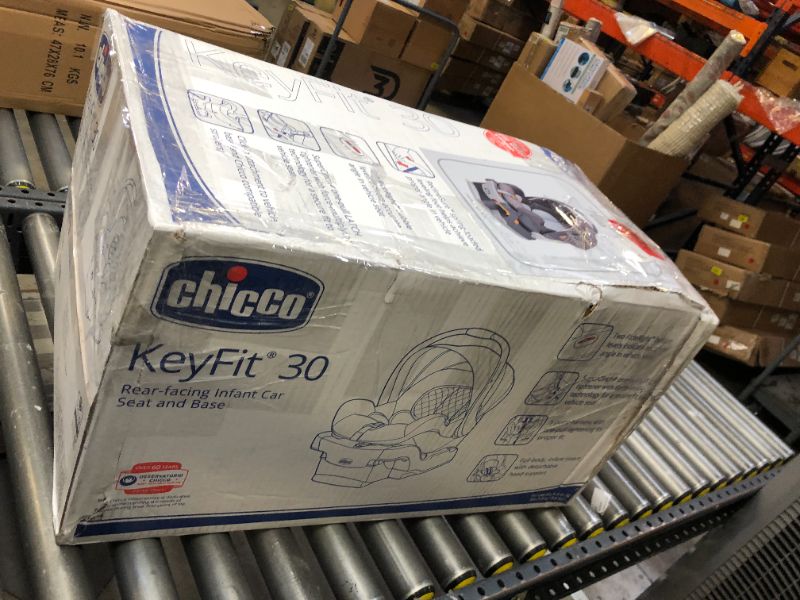 Photo 1 of Chicco KeyFit 30 Infant Car Seat and Base | Rear-Facing Seat for Infants 4-30 lbs.| Infant Head and Body Support | Compatible with Chicco Strollers | Baby Travel Gear. Box Packaging Damaged, Minor Use. 
