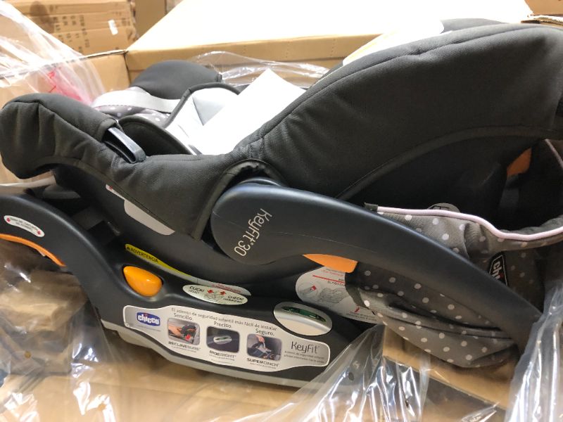 Photo 1 of Chicco KeyFit 30 Infant Car Seat and Base | Rear-Facing Seat for Infants 4-30 lbs.| Infant Head and Body Support | Compatible with Chicco Strollers | Baby Travel Gear. Box Packaging Damaged, Minor Use. 
