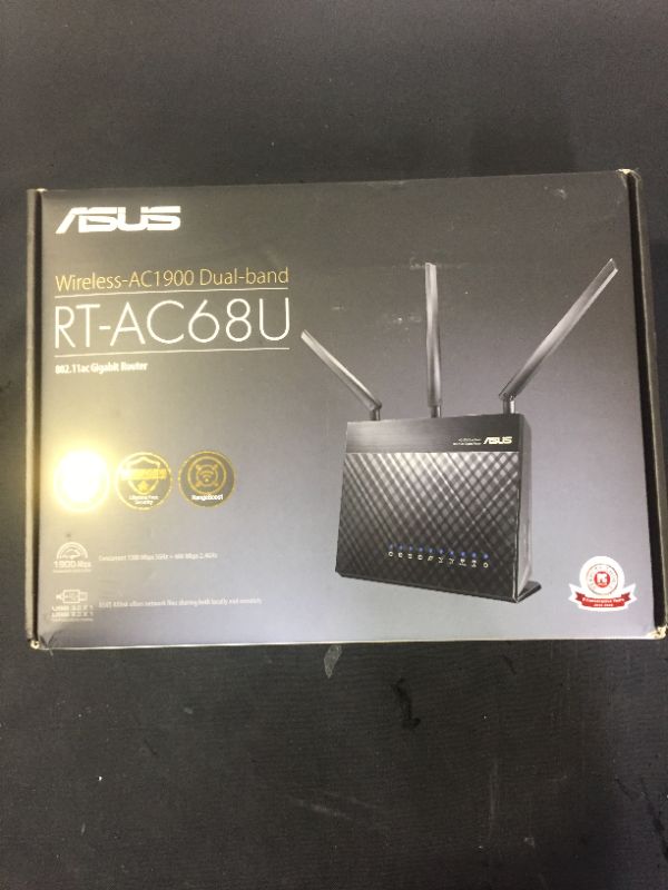 Photo 1 of ASUS AC1900 WiFi Gaming Router (RT-AC68U) - Dual Band Gigabit Wireless Internet Router, Gaming & Streaming, AiMesh Compatible, Included Lifetime Internet Security, Adaptive QoS, Parental Control
