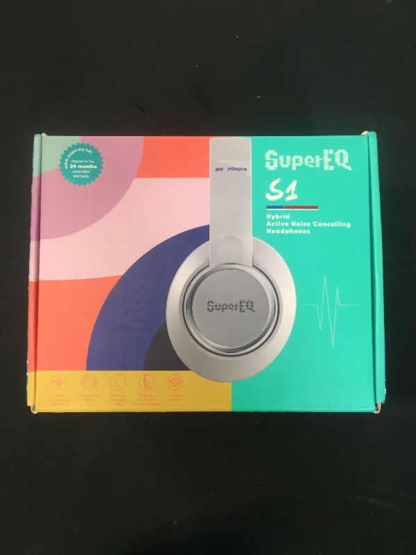 Photo 1 of SuperEQ S1 Hybrid Active Noise Cancelling Headphones, Wireless Over Ear Bluetooth Headset, 45H Long Playtime, Hi-Res Audio, Deep Bass, Wireless & Wired 2-in-1 Ideal for Travel Home Office (White)
