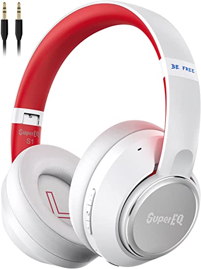 Photo 1 of SuperEQ S1 Hybrid Active Noise Cancelling Headphones, Wireless Over Ear Bluetooth Headset, 45H Long Playtime, Hi-Res Audio, Deep Bass, Wireless & Wired 2-in-1 Ideal for Travel Home Office (White)
