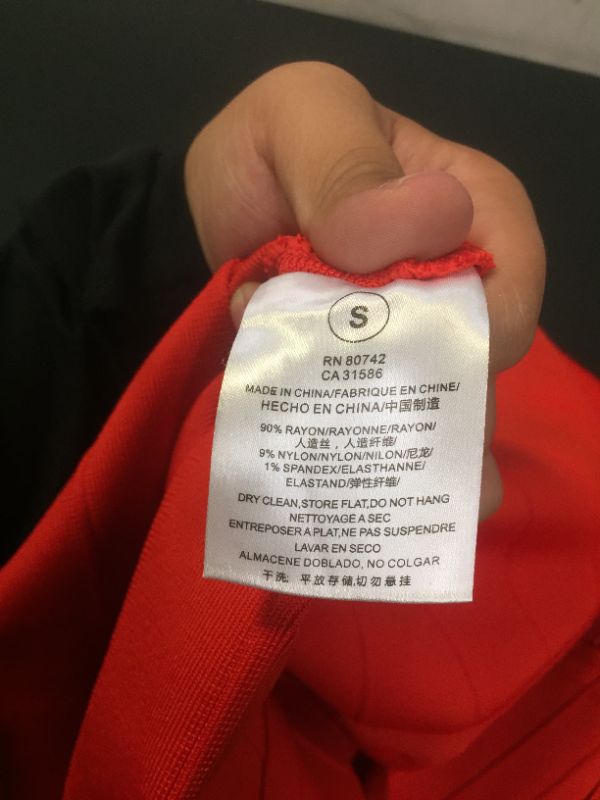 Photo 1 of MISC RED STRETCHY OFF SHOULDER PENCIL DRESS
SIZE SMALL