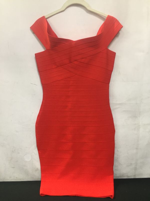 Photo 1 of MISC RED STRETCHY OFF SHOULDER PENCIL DRESS
SIZE SMALL