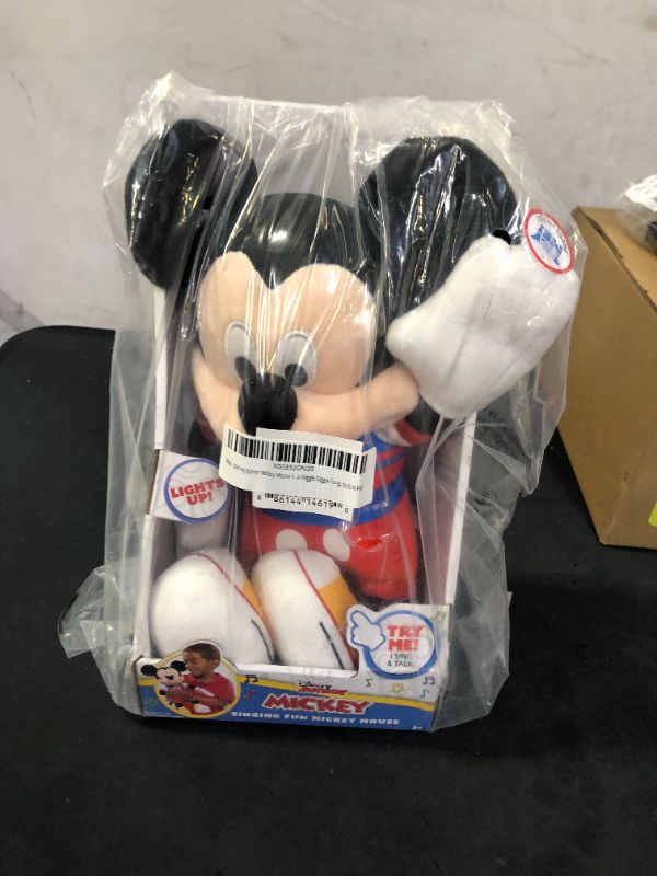 Photo 2 of Disney Junior Mickey Mouse Funhouse Singing Fun Mickey Mouse 13 Inch Lights and Sounds Feature Plush, Sings The Wiggle Giggle Song, by Just Play
