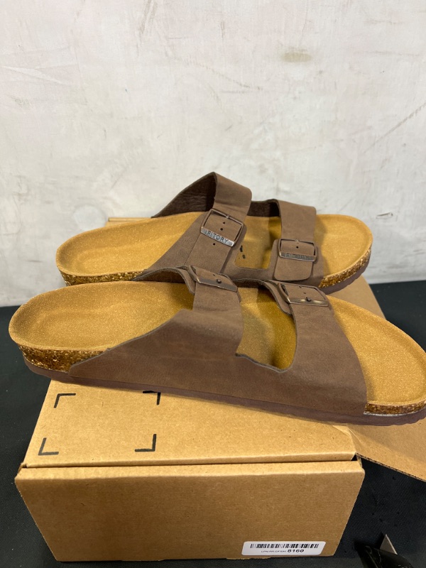 Photo 2 of FITORY Mens Sandals, Arch Support Slides with Adjustable Buckle Straps and Cork Footbed Size 13
