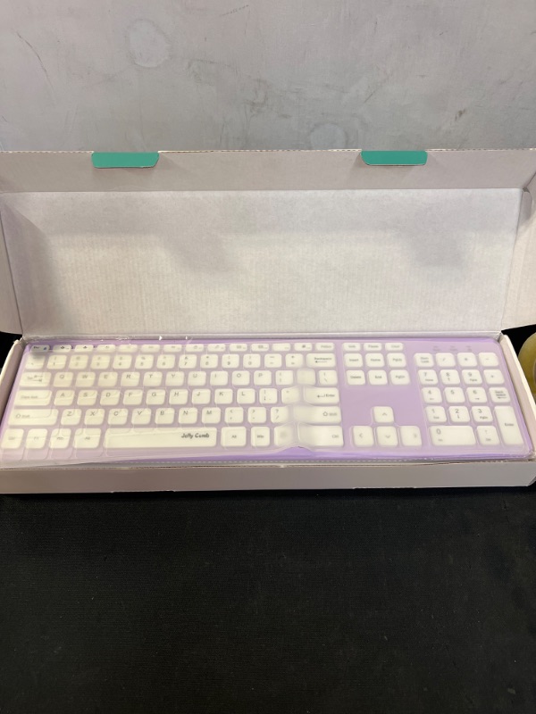 Photo 2 of  Ultra-Slim Wireless Keyboard & Mouse Combo, COLOR: WHITE-PURPLE
