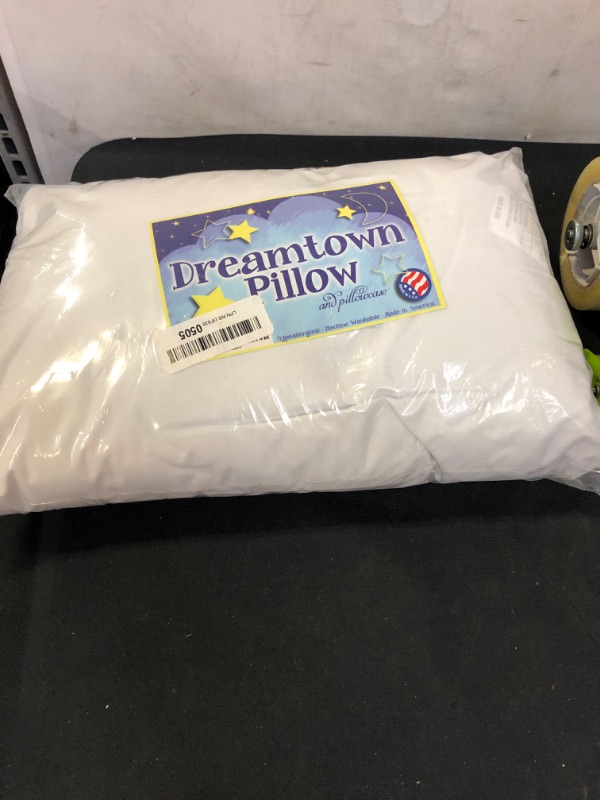 Photo 2 of DREAMTOWN KIDS Organic Toddler Size Pillow with Organic Cotton Shell - 13 x 19 Perfect Size - Soft and Hypoallergenic - Made in The USA - Machine Washable
