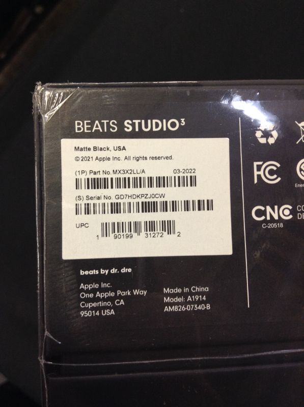 Photo 4 of Beats Studio3 Wireless Noise Cancelling Over-Ear Headphones - Apple W1 Headphone Chip, Class 1 Bluetooth, 22 Hours of Listening Time, Built-in Microphone - Matte Black FACTORY SEALED