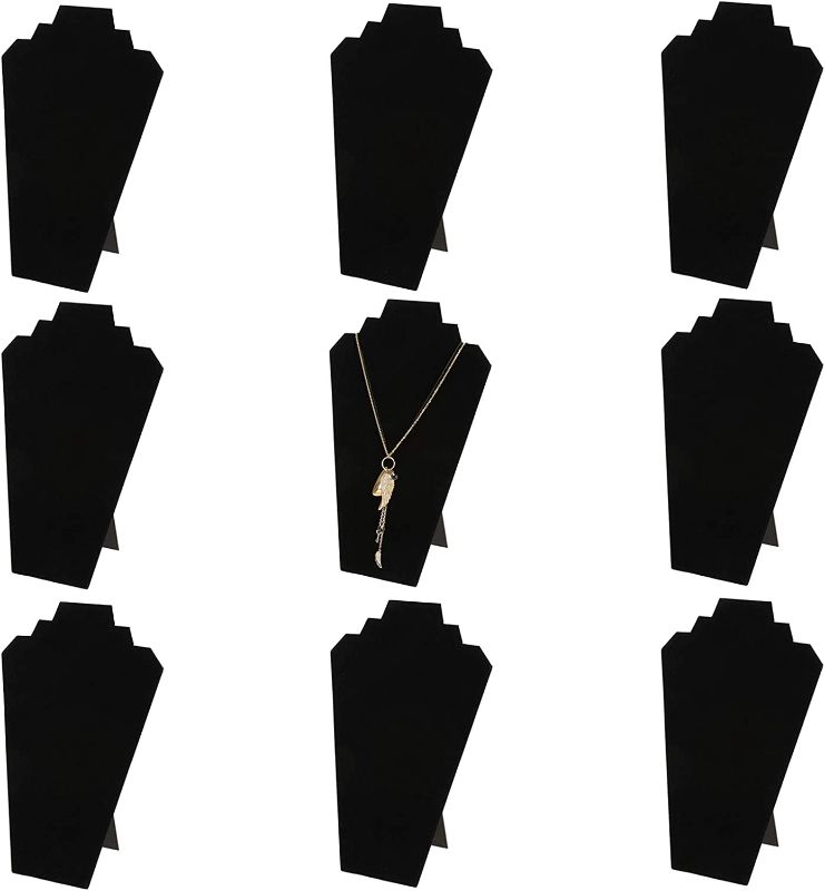 Photo 1 of (7 out of 9) Pack Necklace Display 12.5 Inches Black Velvet Jewelry Easel Display Holder Pendants Chains Showcase Organizer Stand