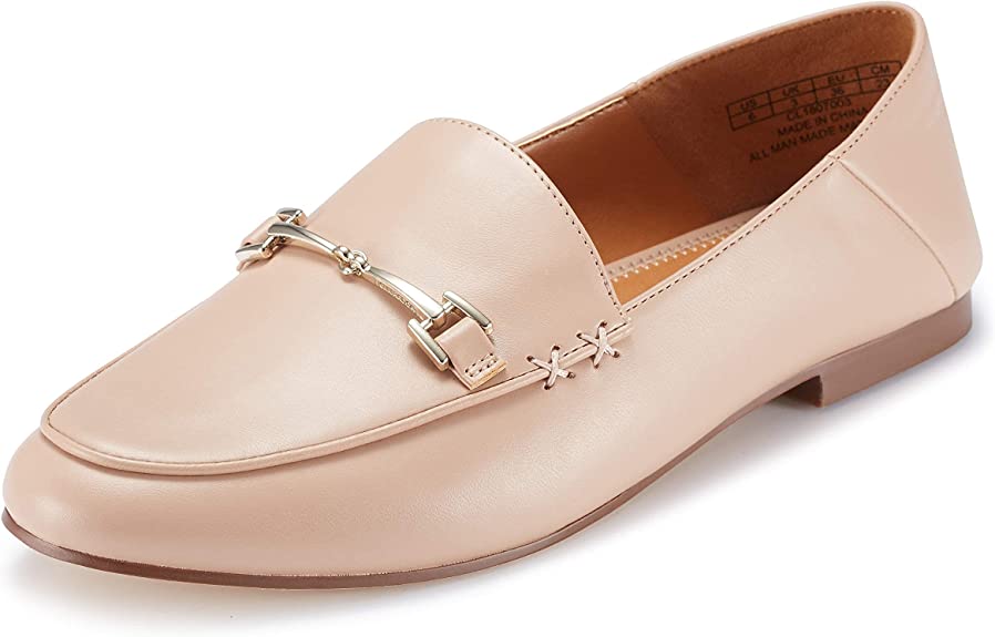 Photo 1 of JENN ARDOR Women's Penny Loafers Slip On Flats Comfort Driving Office Loafer Shoes, Nude Pink, 7.5