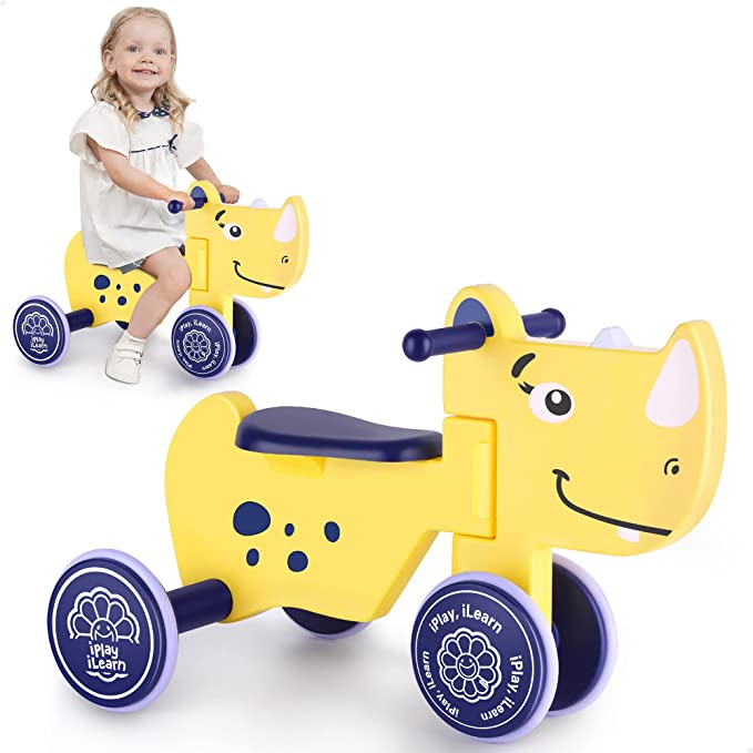 Photo 1 of iPlay, iLearn Toddler Ride on Toy, Outdoor Baby Riding Bike W/ 4 Wheels, Infant Animal Push Toys, Early Development Tricycle Rider, Birthday Gifts for 18 Month, 2 3 4 Year Old Kids Boys Girls
