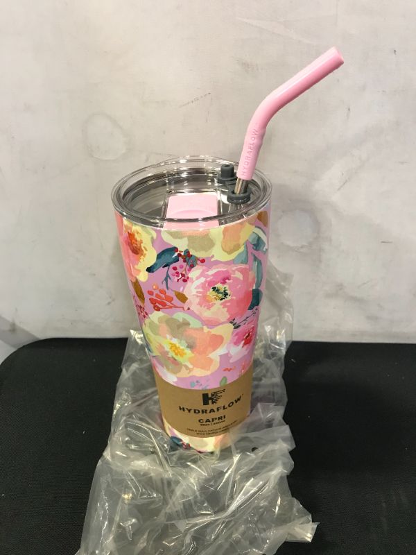 Photo 1 of 30 OZ - CAPRI TUMBLER W/ STRAW - WATERCOLOR FLORAL
