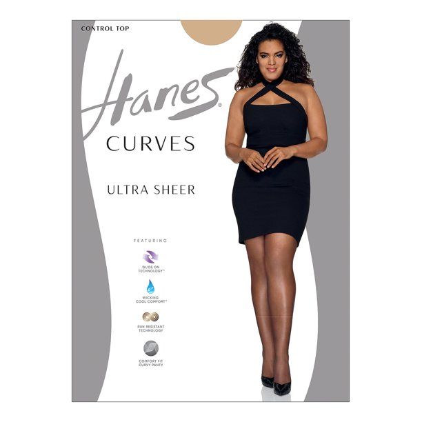 Photo 1 of Hanes Curves Ultra Sheer Control Top Legwear Nude 3X/4X Women's
