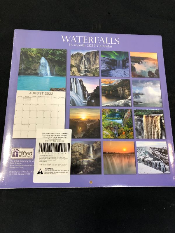 Photo 3 of 2022 Square Wall Calendar - Waterfalls, 12 x 12 Inch Monthly View, 16-Month, Natural World Theme, Includes 180 Reminder Stickers
