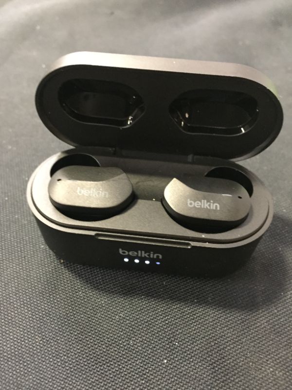 Photo 2 of Belkin Wireless Earbuds, SoundForm Play True Wireless Earphones with USB C Quick Charge, IPX5 Sweat and Water Resistant, 38 Hour Play Time for iPhone, Galaxy, Pixel and More - Black
