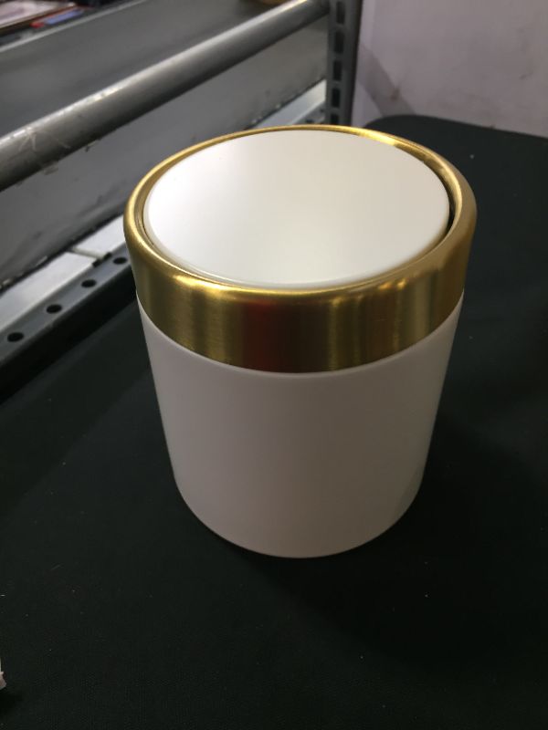 Photo 1 of 5.5in trash can with gold rim