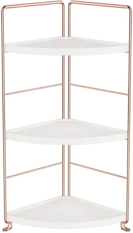 Photo 1 of Bathroom Countertop Organizer, Corner Shelves Bathroom Vanity Counter Sink Storage, Rose Gold Standing Cosmetic Makeup Spice Rack Tray Cabinet for Kitchen and Bathroom 3-Tier
