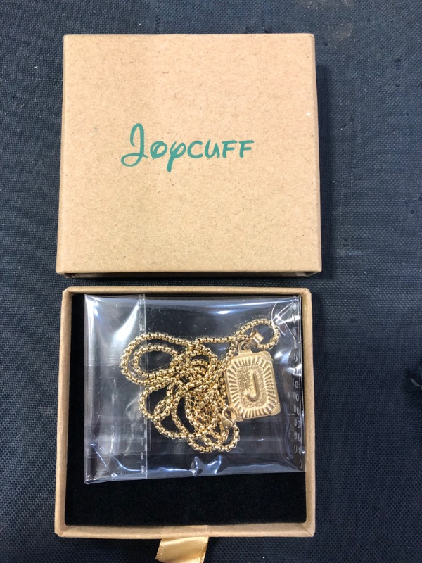 Photo 2 of JoycuFF Initial Gold Necklace for Women Pendant NecklacesTrendy Handmade Square Stainless Steel Christmas Birthday Jewelry 
 ---Unknown of  the chain size--- 